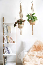 Mkono 4 Pack Macrame Plant Hangers Indoor Hanging Planter Basket Decorative Flower Pot Holder Jute Rope for Indoor Outdoor Home Decor 4 Legs 40 Inch, Brown