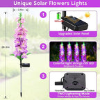 Solar Garden Lights, Solar Purple Delphinium Flowers Lights 4 Pack 80 LEDs, Waterproof Outdoor Light Two Lighting Modes for Outside Wedding Party Garden Yard Patio Lawn Decor