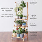 COPREE Bamboo 3-Tier Hanging Plant Stand Planter Shelves Flower Pot Organizer Rack Folding Display Shelving Plants Shelf Unit Holder