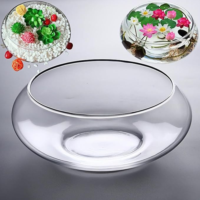 Glass Lotus Bowl Planter, Lotus Flower Bowl, Lotus Bowls for Planting in Water Indoors,Suitable for Succulent Plants and Aquatic Plant Bonsai Arrangements (S)
