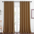 NICETOWN Sliding Door Window Treatment Blackout Patio Door Curtain Panels, Privacy Thermal Drapes for Bedroom Living Room Department with Grommet Top (Gold Brown, W66 x L110)