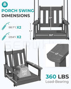 SERWALL HDPE Single Porch Swing, Heavy Duty Single Person Swing Chair - Image 2