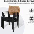 Grand patio Outdoor Dining Chair Set of 4, 4 Pieces Patio Dining Chairs, Stackable Wicker Chairs Set with Cushions Armrest for Restaurant, Outdoor, Garden, Porch, Lawn and Poolside