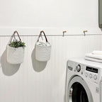 Goodpick 2pack Rope Hanging Basket - Small Round Hanging Baskets Storage for Key, Sunglasses, Wallet on Door - Modern Woven Baskets Wall Decor for Plant, White Cotton Basket 7.87 x 7 x 11.7 inches