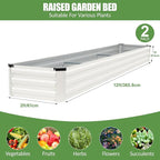 Galvanized Raised Garden Bed Outdoor | Metal Raised Garden Bed for Gardening 2Pack | Large Planter Box for Vegetables Flowers Fruits | Easy Assembly & Safety Design Flower Beds 12x2x1ft White