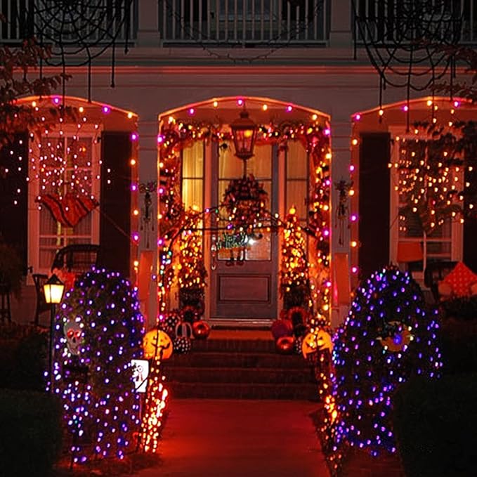String Lights, 168 ft Outdoor 600 LED Orange to Purple with Remote