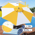 Abba Patio 9FT Lyon Outdoor Patio Umbrella Outdoor Table Umbrella with Crank Market Umbrella 8 Sturdy Ribs UV Protection Waterproof and Push Button Tilt for Garden Deck Backyard Pool,Yellow & Cream