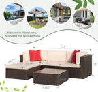 Devoko 5 Pieces Patio Furniture Sets All Weather Outdoor Sectional Patio Sofa Manual Weaving Wicker Rattan Patio Seating Sofas with Cushion and Glass Table (Beige)