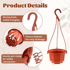Roshtia 50 Pcs 3.7 inch Plastic Hanging Plant Pots with Hooks Flower Pots Baskets Outdoor Hanging Nursery Planter Holder for Home Garden Balcony Porch(Brown, 3.7 inch)