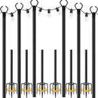 6 Pack String Light Poles,10 Ft Light Poles for Outside String Lights,Outdoor Lights Pole with Fork,Metal Poles Stand for Patio Deck Backyard
