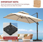 9' X 12' Cantilever Outdoor Patio Umbrellas with Base Included, Large Rectangle Umbrella Heavy Duty 360°Rotation Offset Umbrella for Garden Deck Pool Patio,Beige