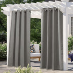 NICETOWN Patio Outdoor Curtain Waterproof, Thermal Insulated Stainless Steel Rustproof Grommet Blackout Indoor Outdoor Curtain/Drape for Party/Cottage, Slate Grey, 1 Panel, W52 by L84