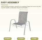 UDPATIO Patio Chairs Set of 2, Stackable Silver Outdoor Dining Chairs with High Back, Breathable Textilene Fabric Outdoor Chair All Weather, 350LBS Capacity for Garden, Backyard (Light Grey)