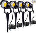 SUNVIE 12W LED Landscape Lighting Low Voltage (AC/DC 12V) Waterproof Garden Pathway Lights Super Warm White (900LM) Walls Trees Flags Outdoor Spotlights with Spike Stand (4 Pack)