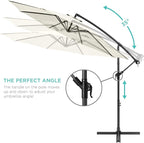 Best Choice Products 10ft Offset Hanging Market Patio Umbrella w/Easy Tilt Adjustment, Polyester Shade, 8 Ribs for Backyard, Poolside, Lawn and Garden - Ivory