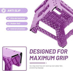 Delxo 9 inch Folding Step Stool, Non-Slip Foldable Small Stools Up to 300 LBS, Kids Step Stool with Handle Lightweight for Kitchen, Bathroom, Bedroom, Garden, Light Purple, 1PC