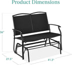 Best Choice Products 2-Person Outdoor Patio Swing Glider Steel Bench Loveseat Rocker for Deck, Porch w/Textilene Fabric, Steel Frame - Black