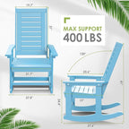 GREENVINES Outdoor Rocking Chairs | Set of 2 | Porch Rocker | HDPE Plastic | Arctic | Oversized Rockers | High Back | Big & Tall | Ladder Back | for Patio Outside Backyard Balcony Garden
