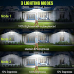 3000LM Solar Lights Outdoor with Motion Sensor,4 Head 270° Wide Angle Street Area Lights,IP65 Waterproof Security Lighting with 3 Modes(Remote,2 Pcs)