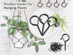 PlusRoc 20 Pack Ceiling Hooks for Hanging Plants Outdoor String Lights Heavy Duty, 2.2 Inch Eye Hook Screw in Cup Hooks Q-Hanger for Patio Lights, Wall Wood Fence Deck Mount(Black)