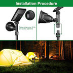 JSOT Solar Spot Lights Outdoor Waterproof, Outdoor Landscape Spotlights Flood Light for Pathway Path Driveway Backyard Decor 600 Lumen 18 LED Beads 2 Lighting Options(Warm White 2 Pack)