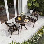 30.31" Outdoor Patio Dining Table, Cast Aluminum Patio Bistro Table, Round Patio Metal Table, Patio Furniture Set with 2.36" Umbrella Hole for Balcony Lawn Garden Backyard