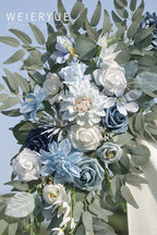 Blue Silk Rose Wedding Arch Swags, 2-Piece Set with Ties and Clips
