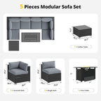 Aoxun Patio Furniture Set with Fire Pit Table, 8 Piece Outdoor Sectional Sofas, Wicker Rattan Outdoor Furniture with Thickened Cushion for Backyard, Garden Light Grey