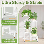 iDavosic.ly Plant Stand Indoor Outdoor, 4 Tier Corner Metal Flower Display Holder Shelf, Easy Assembly Folding Tall Orchid Rack for Patio Balcony Porch Garden Living Room House, White