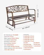 VEVOR Outdoor Bench, 50 inch, Carbon Steel Metal Frame with Cast Iron Backrest and Round Edge Armrests, Weatherproof Outside Glider Bench for Patio, Garden, Park, Yard, Front Porch, Antique Bronze