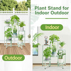 iDavosic.ly Plant Stand Indoor Outdoor, 6 Tier Corner Metal Flower Display Holder Shelf, Easy Assembly Folding Tall Orchid Rack for Patio Balcony Porch Garden Living Room House, Light Green