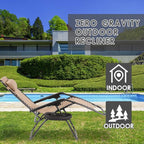 Set of 2 Zero Gravity Chairs Lounge Chair with Pillow and Cup Holder Patio Outdoor Adjustable Dining Reclining Folding Chairs for Deck Patio Beach Yard