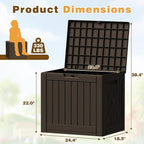 Flamaker Resin Deck Box 40 Gallon Waterproof Outdoor Indoor Storage Box Imitation Wood Resin for Patio Furniture Garden Tools and Pool (Deep Brown)