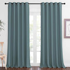 NICETOWN Blackout Greyish Blue Curtain & Drape 102 inches Long - Energy Saving Thermal Drape Grommet Sound Reducing Light Blocking Window Treatment for Bedroom (1 Panel, W66 x L102)