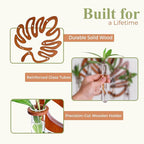 Vertical Wall Planters, Wood Leaf Frame for Up to 6 Cuttings, Dark Nutmeg