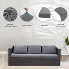 Cushion Covers Set of 8, Gray Stretch Microfiber Patio Sofa Slipcovers