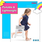 Delxo Folding Step Stool,11 Inch Non-Slip Foldable Step Stools for Kids and Adults,Portable Foldable Step Stool Lightweight Small Folding Stool with Handle for Kitchen Bathroom in White,1 Pack
