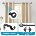 Black Curtain Rods for Windows, 5/8 Inch Heavy Duty 66 to 120” Small Curtain Rod Set with Brackets - Adjustable Drapery Rods for Livingroom, Outdoor Patio, Sliding Door