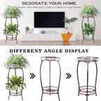 MOCORY Plant Stand Indoor Outdoor 2 Tier 27" Tall Metal Potted Holder Rack Flower Pot Stand Heavy Duty Plant Shelf Rustproof Iron Multiple Plant Round Supports Rack for Planter Corner Garden Balcony