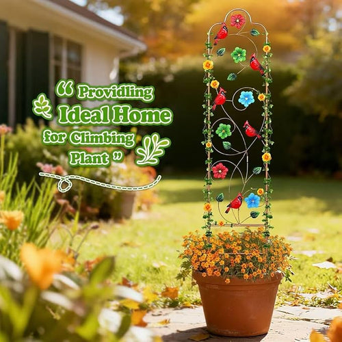 2 Pack Metal Garden Trellis Arched Fence Trellises for Climbing Plants Outdoor, Roses, Vines, Flowers, and Vegetables Support, 60'' H x 12'' W Redbird
