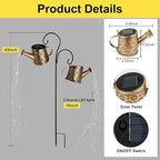 Solar Watering Can Lights Outdoor, IP65 Waterproof Garden Decor Solar Garden Light 8 Multi-Color Changing Modes One Pole Two Lights Outdoor Decorations for Yard, Lawn, Patio
