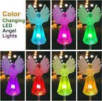 2 Pack Solar Angel Lights Outdoor Decor, Decorative Color Changing Waterproof LED Angel Stake Lights for Cemetery Grave Garden Patio Yard Art Lawn Decoration, Grave Markers, Memorial Gifts