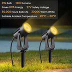 Low Voltage Landscape Lighting,4 Pack Outdoor LED Landscape Spotlights with Transformer 27V Garden Lights Pathway Lights IP65 Waterproof 3000K Warm White