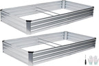 Galvanized Raised Garden Bed Outdoor | Metal Raised Garden Bed for Gardening 2Pack | Large Planter Box for Vegetables Flowers Fruits | Easy Assembly & Safety Design Flower Beds 8x4x1ft Silver