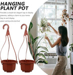 YARNOW 10 Pack Plastic Hanging Planters with Drainage Holes & Chains, 3.5 Inch Hanging Pots for Plants Indoor Balcony Garden Patio