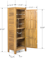 Christopher Knight Home Patio Gribs Acacia Wood Storage Cabinet,Garden/Poolside Tool Sideboard,Outdoor Wooden Cabinet with Shelves, Sturdy Construction, Teak Finish