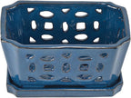 W&W Orchid Pot with Holes and Saucer for Repotting, Blue, 9.7 Inch