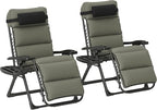 Outsunny Zero Gravity Chairs Set of 2, Reclining Folding Zero Gravity Lounge Chair, Outdoor Lounge Chairs with Removable Cushion, Headrest, and Cup Phone Holder Tray for Patio, Beach, Gray