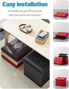 AmasSmile Storage Ottoman Folding Foot Rest Stool, Leather Footstool Bench, Short Ottoman Stool, Storage Foot Rest Store, Books (Red, 17" D x 13" W x 13" H)