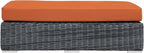 Modway Summon Wicker Rattan Outdoor Patio Sunbrella® Fabric Rectangle Ottoman in Canvas Tuscan
